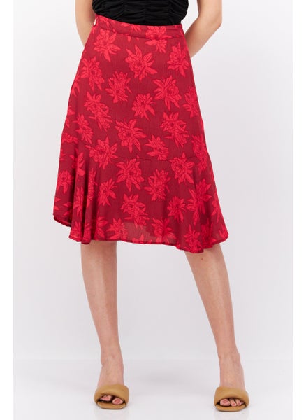 Buy Women Floral Print  Mini Skirt, Red in UAE