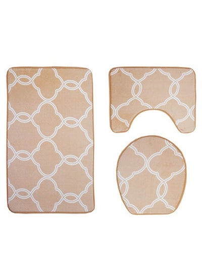 اشتري 3-Piece Bathroom Flannel Mats Set Brown 40x60centimeter في السعودية