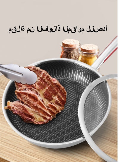 Buy Stainless Steel Frying Pan Non-Stick Skillet Steak Pan with Honeycomb Fried Egg Pan for Induction Cooker in Saudi Arabia