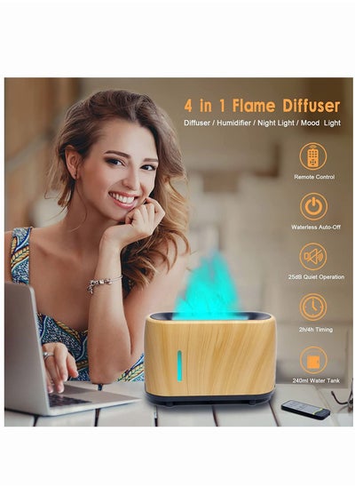 Buy Essential Oil Aroma Therapy Flame Diffuser Humidifier 7 Colors With Waterless Auto-Off Protection For Home,Office,Bedroom in Saudi Arabia