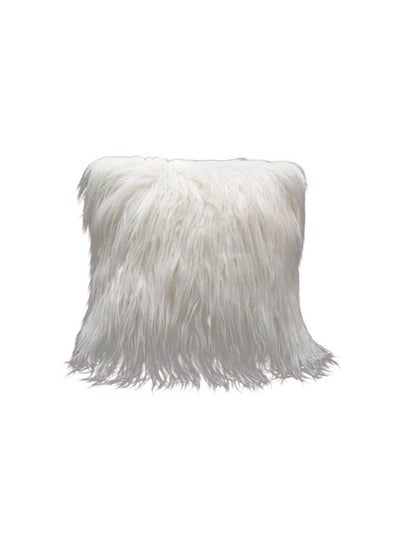 Buy Super Soft Faux Lamb Fur Pillow Size 40*40cm Suitable for Bed, Sofa, Living Room – White – 100% Polyester in Saudi Arabia