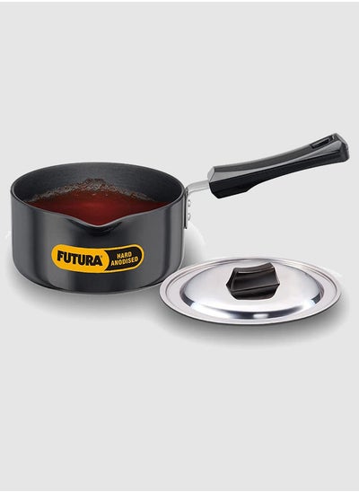 Buy Futura Hard Anodised Aluminium Sauce Pan With Steel Lid Black 1.5 Liter in UAE