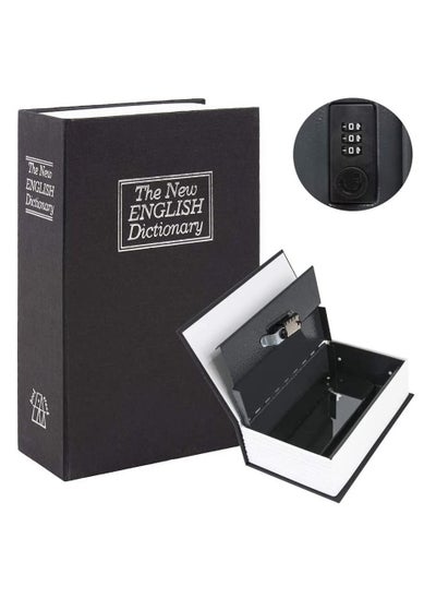 اشتري Book Safe with Combination Lock, Home Dictionary Diversion Hidden Secret Metal Safe Box for Money Jewelry Passport 18.5 x 11.5 x 5.5 cm - Black Small في الامارات