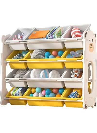 Buy Kids Toy Storage Rack, Removable Kids Toy Storage Organizer with 12 Plastic Bins, Toy Rack with Bins for Children’s Room, 84.5 x 35.5 x 86.5cm in Saudi Arabia