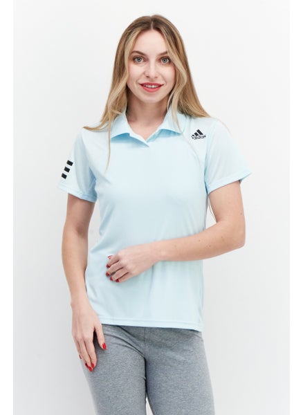 Buy Women Sportswear Fit Short Sleeve Training Polo Shirt, Light Blue in UAE