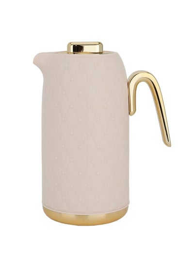 Buy Timeless Rattan Thermos Light Peach With Golden Handle 1L in Saudi Arabia