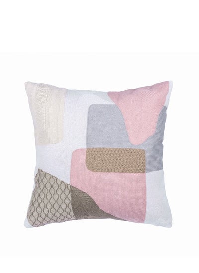 Buy 2-piece embroidered cushion cover (45x45 cm) without filler Pink in Saudi Arabia