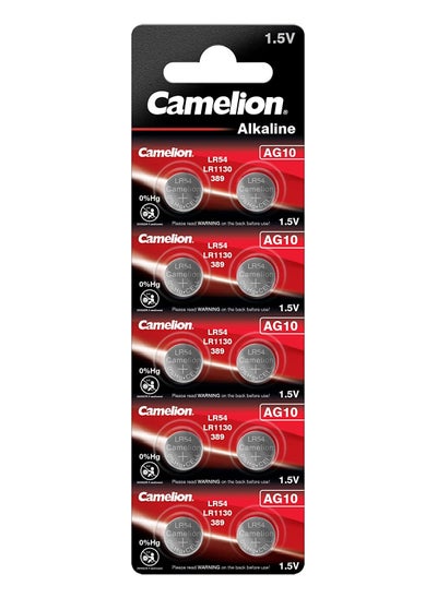 اشتري Camelion alkaline button cell batteries AG10 pack 10 في مصر