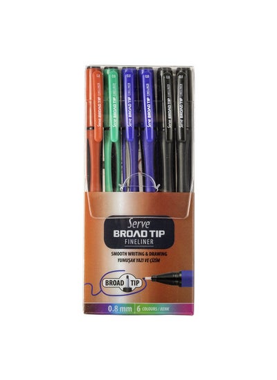 Buy Broad Tip Fine Liner 6 Pcs Wallet 4 Colors in Egypt