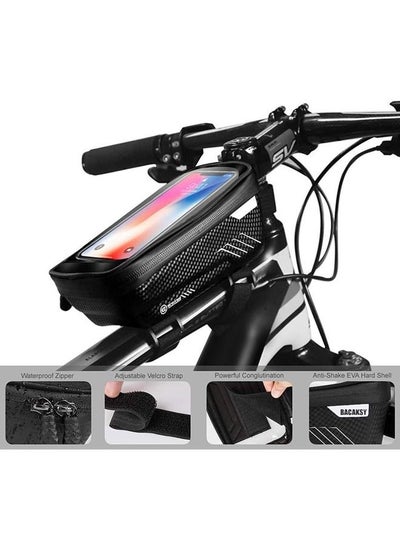 Buy Bicycle Frame Bag, Bike Frame Bag Waterproof Bike Pouch Bag Bike Handlebar Bag Cycling Front Top Tube Touchscreen Phone Mount for iPhone Samsung Huawei Smartphone up to 6.5'' in Saudi Arabia