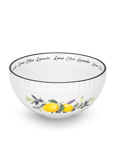 اشتري Bowl 16cm Lemon Provence, For Cereal Aleksa Series Porcelain White, Salad, Pasta, Soup, Dessert, Serving of Rice - Dishwasher Safe في الامارات