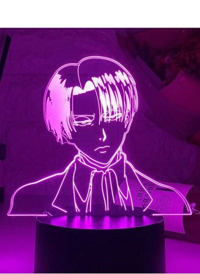 Buy 3D Anime Lamp Figure Levi Ackerman Attack on Titan USB Multicolor Night Light Table Decor in UAE