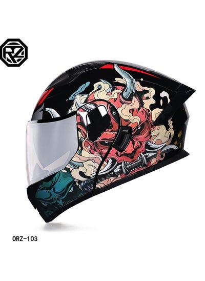 Buy New Double Mirror Helmet Semi Full Cover Four Seasons Motorcycle Helmet in Saudi Arabia