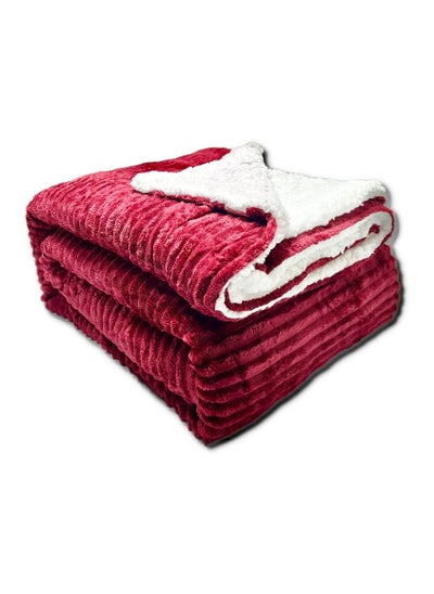 Buy Fleece Reversible Flannel Blanket (Red, King Size) in UAE