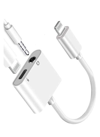 اشتري Dual Lightning Splitter for iPhone,[Apple MFi Certified] iPhone Headphone Adapter 2 in 1 Dual Lightning Headphone Jack Audio + Charge Cable Compatible for iPhone 12/12 Pro/11/XS/XR/X 8 في الامارات