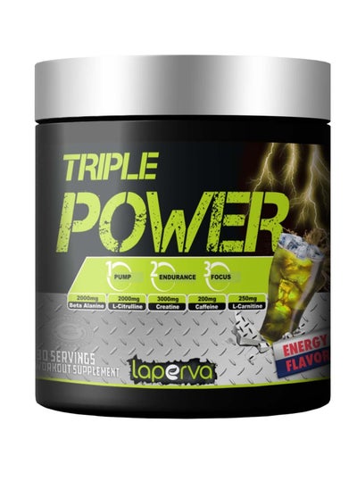 Buy Laperva Triple Power Pre Workout, Elevate Energy, Enhance Focus and Concentration, Increase The Blood Flow and Pump, Energy Flavor, 30 Servings-300gm in UAE