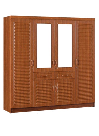 اشتري MODERN 4 Door Wooden Wardrobe Cabinet Cupboard Engineered Wood Perfect Modern Design Color Charry في الامارات