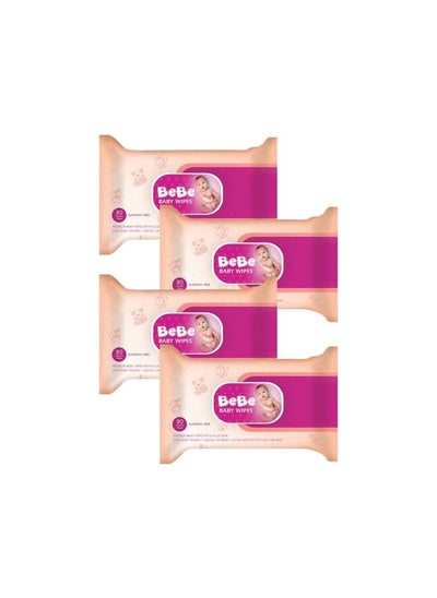 Buy Baby Wipes 80 Sheets (Brown Pack Of 4) in UAE