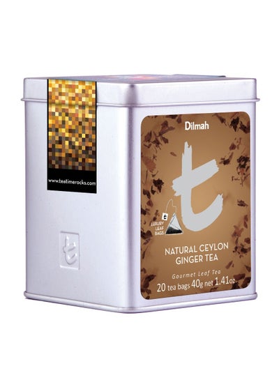 Buy T SERIES NATURAL CEYLON GINGER TEA TIN CADDY 20 LUX TEA BAGS in UAE