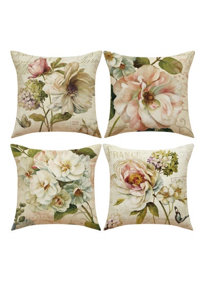 اشتري Set of 4 Cushion Covers Decorative Throw Pillow cases for Living Room Garden Outdoor Décor في الامارات