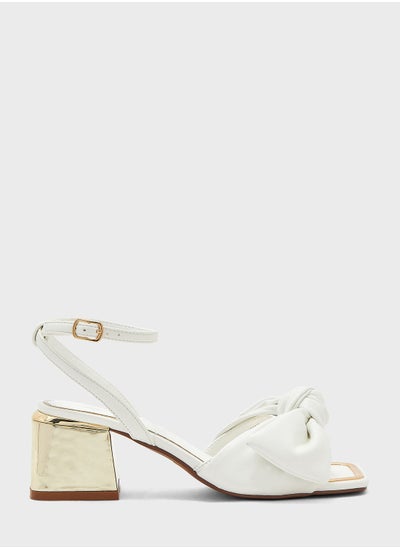 Buy Bow Detail Block Heel Sandals in UAE