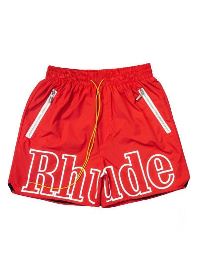 Buy RHUDE Letter 3M Reflective Shorts Unisex Casual Beachwear Red in UAE