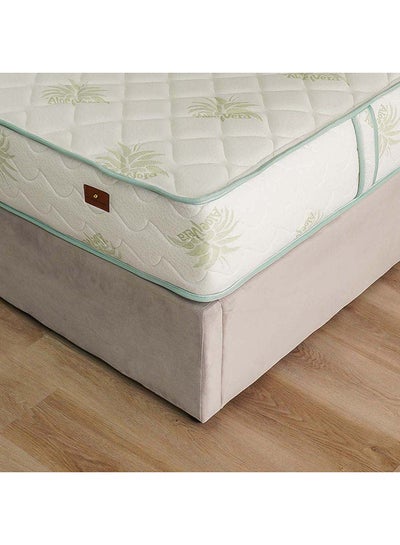 Buy Danube Home Aloevera Pocket Spring Mattress Medium Soft Feel King Bed Mattress Spine Balance For Pressure Relief L200xW180 cm Thickness 25 cm White/Green in UAE