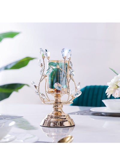 اشتري Seletti Beaded Pillar Candle Holder Decorative Candle Stand Candle Stick Home Decoration Candle Holders For Prayer Room Dining Room Candle Light Dinners 18x16x29 cm Gold في الامارات