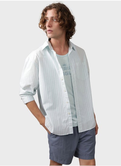 Buy Stripe Deatil Button Down Regular Fit Shirt in UAE