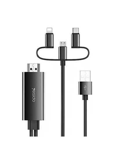 Buy 3in1 HDMI Cable for Lightning, Micro & Type-C Devices (Black) in UAE