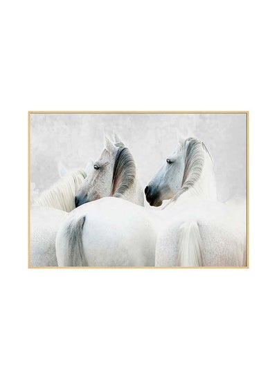 Buy Born Free Horse Pair Framed Wall Art 40x90Cm White in UAE