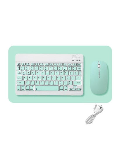 Buy Universal Portable Rechargeable Mini Wireless Keyboard And Mouse Combo For Tablet Mobile Phones iPhone IOS Android And Windows Phones Blue/White in UAE