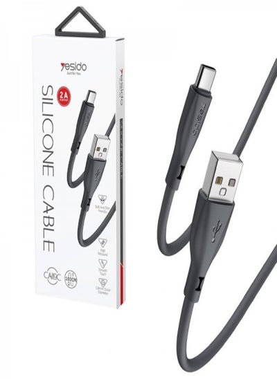 اشتري كابل شحن وبيانات سيليكون من Yesido CA119C USB إلى USB-C / Type-C، طول الكابل: 1 متر (أسود) في مصر