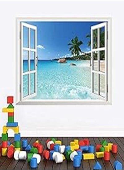 Buy Wallpaper decal 3D Hawaiian Landscape Wallpaper Sunshine Coast Blue Sea Seascape Wall Sticker Living Room Bedroom Wallpaper TV Background Wall Sticker wall Decals in Egypt