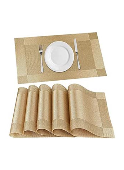 Buy 6 Pack Placemats For Kitchen Dining Table, Heat-Resistant Stainanti-Skid Washable PVC Table Mats - Gold in Egypt