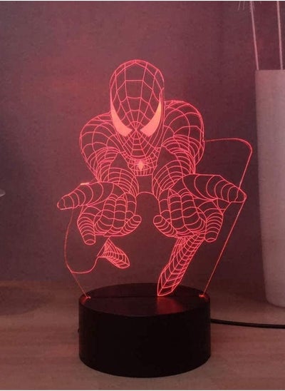 اشتري Spiderman Anime3D Illusion Lamp New Year Gift Night Light Bedside Table Lamp 16 Color Dimmable with Remote Smart Touch (Color : Spider-man) في الامارات