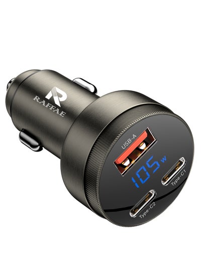 Buy 105W GaN Car Charger With 3 USB Ports Fast Car Adapter For Samsung, Huawei, OnePlus, iPhone 15/15pro/15pro Max/14/13/12 - Black in UAE