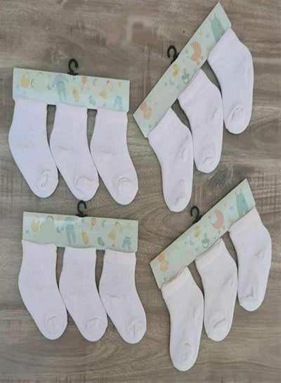 Buy Bundle Of 12 Soft Cotton Socks For Baby Boys & Girls in Egypt