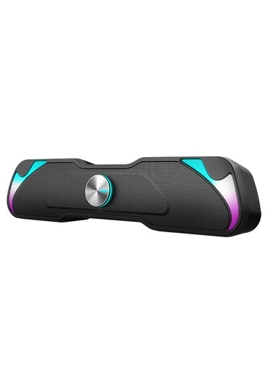 Buy SK-406 RGB Gaming Soundbar Speaker 6W Stereo 2.0 Channel Luminous - Volume knob control – Wired USB Powered +3.5mm  - for PC / Laptop / Home theatre | Black in Egypt