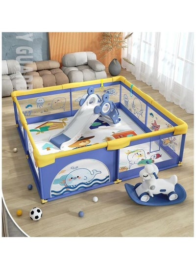 Buy Extra Large 150x180cm Baby Playpen with Play Mat 60 Ocean Balls 2 Plastic Handles and Zip Gate Opening in UAE