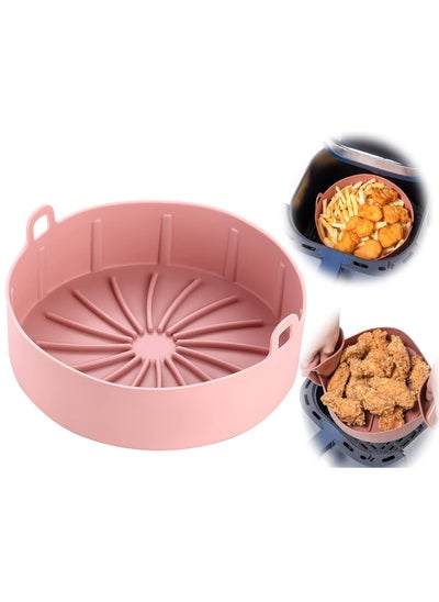 اشتري Air Fryer Liners Round Silicone Pot, Reusable Airfryer Oven Insert Silicone Bowl Easy Cleaning Air fryer Oven Accessories(7.5 Inch, Pink) في الامارات