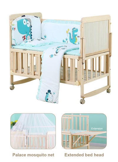 Buy Multifunctional Rocking Bed For Baby, Solid Wood Toddlers Bed, Wood Bed With Double Decker, Baby Swing Cots in Saudi Arabia