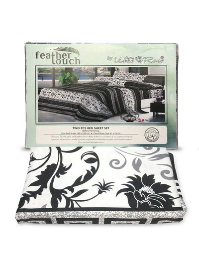 اشتري Feather Touch Double Bed Printed Microfiber 125Gsm With Ultra Soft Touch Bedsheet Set 1 Queen Size Double Flat Sheet (230 x 216 cm) And 2 Pillow Cases (51 x 76 cm) Printed Design Multi Color في الامارات