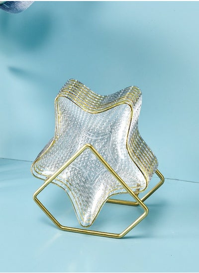 Buy 6 Pack Starfish Shaped Clear Plastic Plates Dessert Plates Snack Dishes With Rack 14.5*15.5*2.5cm For Home Kitchen Office in Saudi Arabia