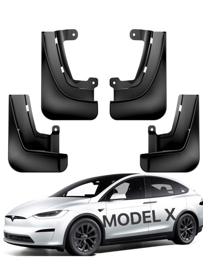 Buy Mud Flaps for Tesla Model X, Military-Grade All-Weather Splash Guards, No Drilling Required, Tire Protection Fender Body Kits, Exterior Accessories, Black (Set of 4) in UAE