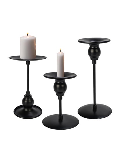 Buy Black Candle Holders for Taper Candles, Candlestick Holders Set of 3, Decorative Taper Candle Holder for Wedding, Dinning, Party in Saudi Arabia