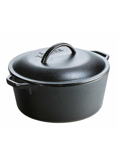 اشتري 5 Qt Vb123  Black  L8Dol3   5 Quart Cast Iron Dutch Oven. Pre-Seasoned Pot With Lid And Dual Loop Handle  Black في الامارات