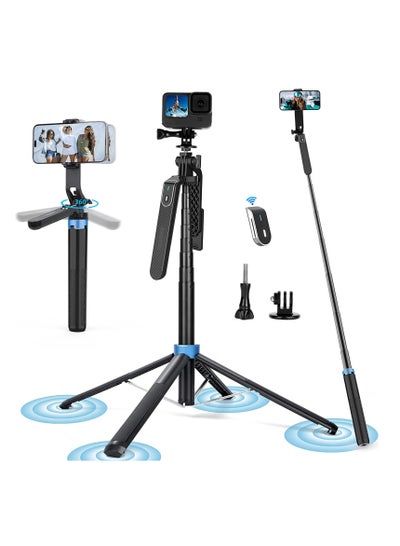 Buy 180cm Selfie Stick With Remote Antishake Phone Tripod With Balance Handle Solidest Tripod Stand Compatible With Iphone Android in Saudi Arabia