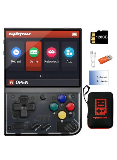 Buy Miyoo Mini Plus Handheld Game Console, with Dedicated Storage Case, 3.5 Inch IPS 640x480 Screen, 64G/128G TF Card with 10,000+ Games, 3000mAh 7+Hours Battery, Support Wireless Network (Black 128G) in Saudi Arabia