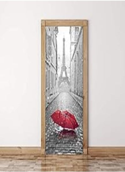 اشتري 3D Paris Eiffel Tower Wall Stickers Bedroom Wooden Door Refurbished Self-Adhesive Stickers DIY Art Home Decor Mural-es في مصر